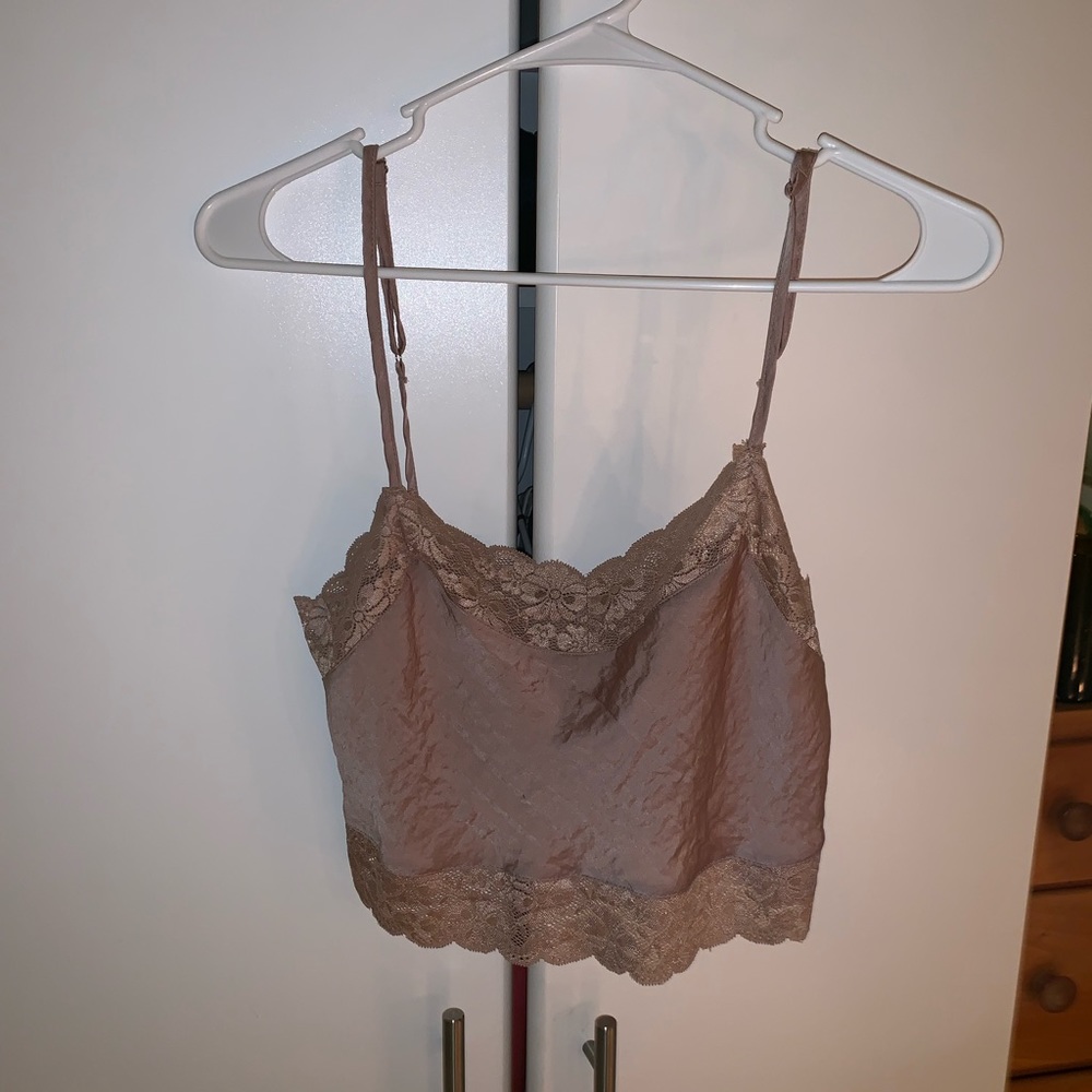 Rose satin lace brandy Melville cropped tank